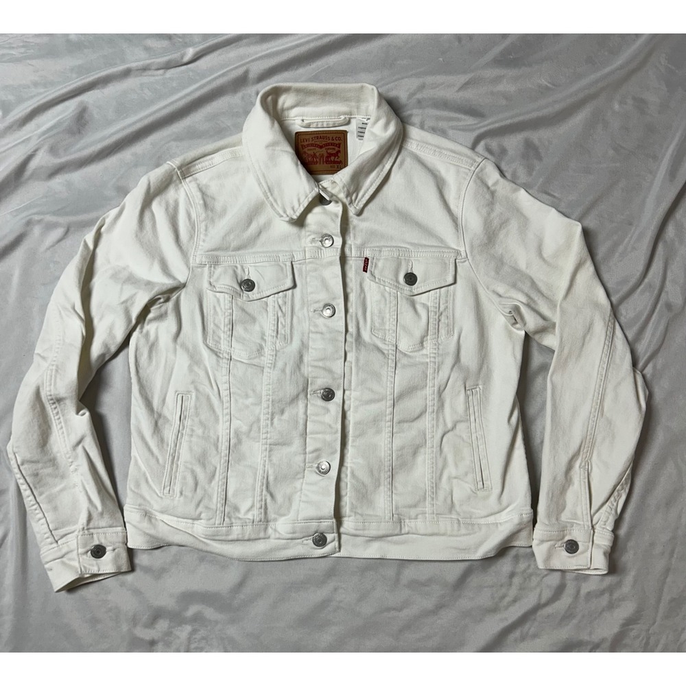 Levis Original Trucker Jacket White Denim Button Up Coat XL 70240-0095 Classic